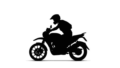 Obraz premium Silhouette of a motorcyclist riding on a motorcycle