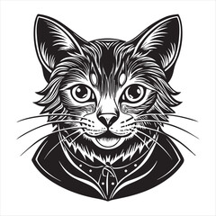 cute cat head black and white