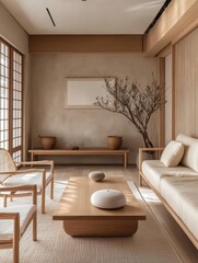 A serene room showcases furniture for an interior space