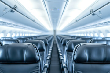 A row of seats inside a civil airliner