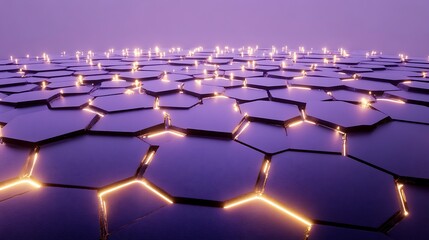 Obraz premium Abstract Hexagonal Surface with Glowing Fractures