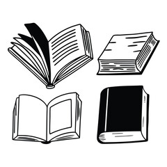 Stack of Books Continuous Line Drawing isolated minimalistic trendy style Vector Illustration Black on White