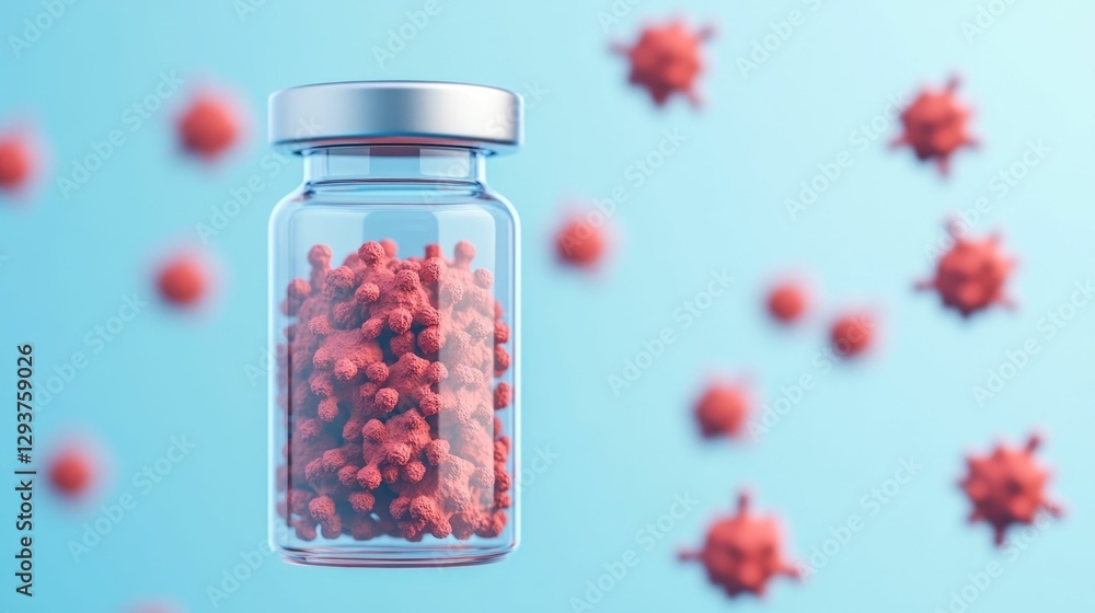Poster detailed 3d visualization of a futuristic nano scale medical technology carrier targeting specific c