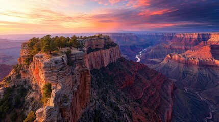 Fototapeta premium Majestic Grand Canyon vista revealing layered rock intricacies and majestic peaks, bathed in natural light