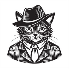 cute cat head black and white