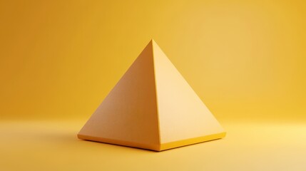 Textured Yellow Pyramid on Yellow Background Minimal 3D Geometric Art
