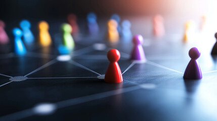 A vibrant, well-organized company structure diagram with distinct groups of colorful figures, illustrating teamwork and leadership.