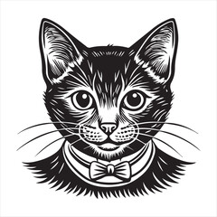 cute cat head black and white