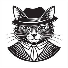 cute cat head black and white