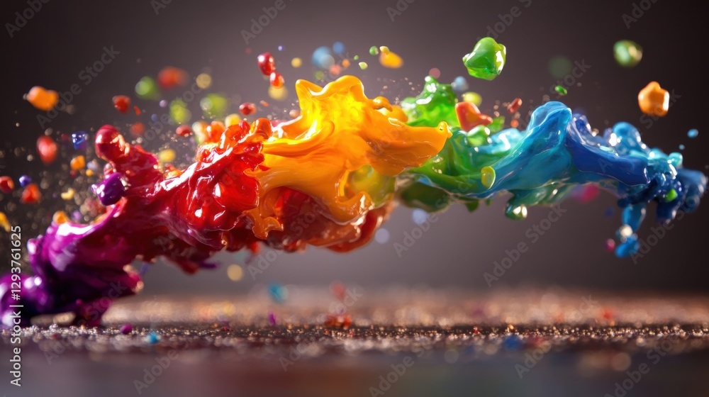 Poster vivid paint splashes creating a colorful explosion studio abstract art vibrant environment close-up 