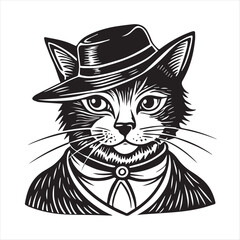 cute cat head black and white