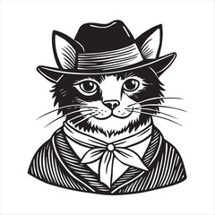 cute cat head black and white