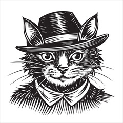 cute cat head black and white