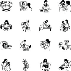 Naklejka premium Set of Maternity Hand Drawn Icons 