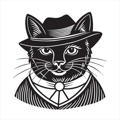 cute cat head black and white