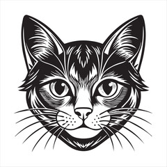 cute cat head black and white