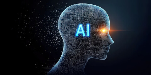 Obraz premium Artificial Intelligence Robots AI Theme Technology Background
