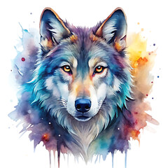 Fototapeta premium Abstract wolf watercolor painting