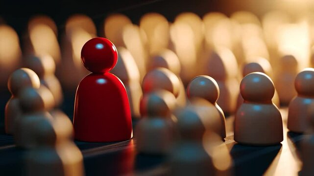 Red figure amongst many