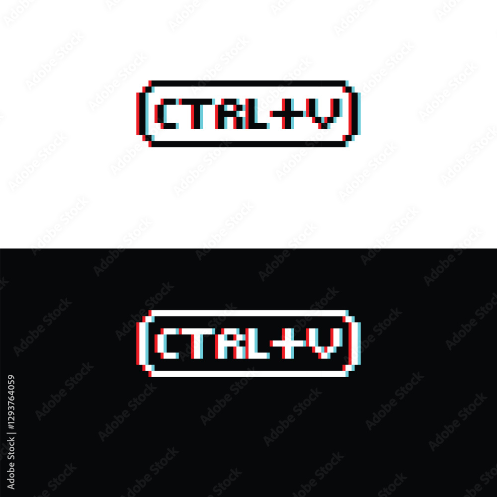 Poster glitch effect ctrl c, ctrl v 8 bit button pixel art 8-bit for game