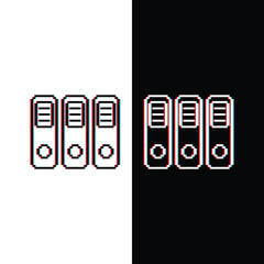 glitch effect pixel File Folder icon.  Vector pixel office  Folder 8 bit logo for game