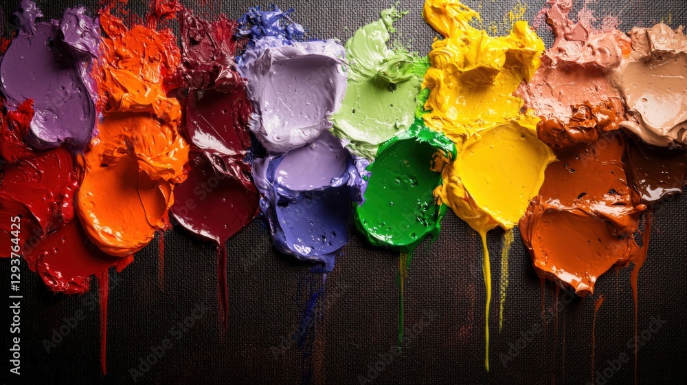 Poster paint mixing process studio artistic content colorful environment close-up view creativity explored
