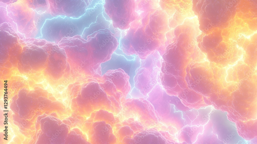 Poster vivid, cheerful energy creation abstract lightning bolt patterns in a subtly defocused design