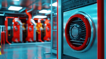 Cold energy technology, futuristic cryogenic cooling system, nitrogen freezing experiment, cinematic industrial setting