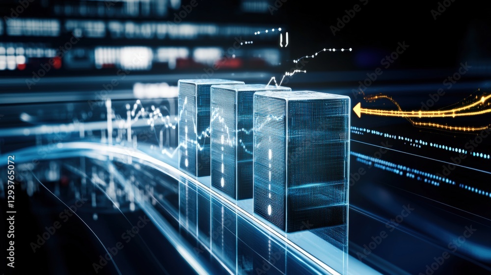 Poster data analysis event showcasing innovative technology solutions digital environment visual graphics f