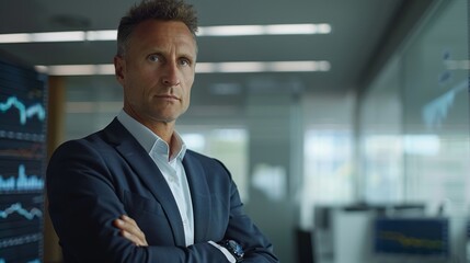 Obraz premium Business professional looking confidently at camera in modern of