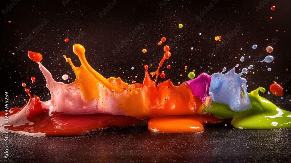 Poster vibrant paint splashes creating artful chaos studio photography creative environment close-up view a