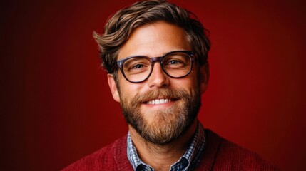 Fototapeta premium Confident and passionate teacher, smiling at the camera, formal yet approachable, high-resolution