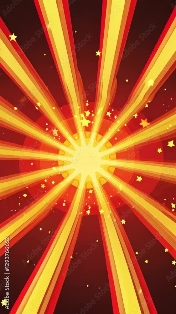 Aufkleber a bright yellow star surrounded by a bunch of colorful planets. the planets are in different sizes a