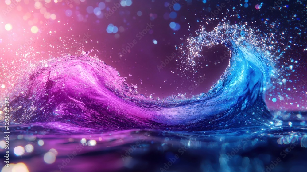 Aufkleber dynamic visualization of melting glacier with colorful waves and bright background effects