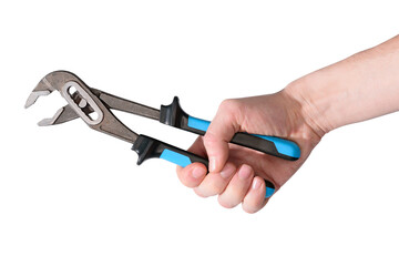 hand holding a wrench tool on no background png