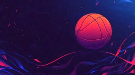 Fototapeta premium The Enigmatic Sphere: A Basketball Resting Amidst a Glimmering, Otherworldly Landscape of Light and Shadow