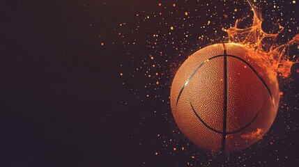 Fototapeta premium The Enigmatic Sphere: A Basketball Resting Amidst a Glimmering, Otherworldly Landscape of Light and Shadow