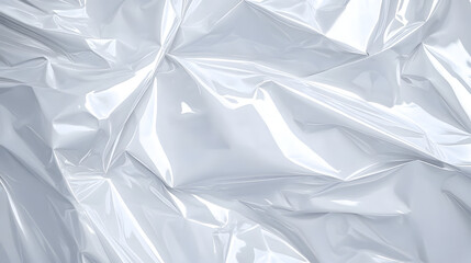 Smooth and glossy texture of white plastic film wrap with slight wrinkles, plastic, shiny