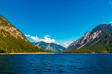 Alpine summer view at Lake Heiterwanger See, Heiterwang, Reutte, Tyrol, Austria