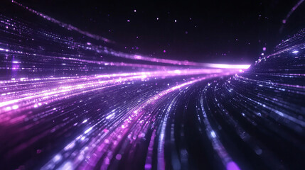 speedy technology Dynamic digital curve purple ribbon with a dark background that extends in a single line from the bottom left to the top right. 
