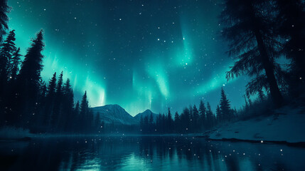 Fototapeta premium A natural light source is the Northern Lights.