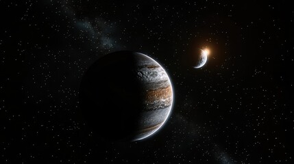 Obraz premium A beautiful celestial view of a planet in space, highlighting its unique features against the endless dark expanse of the universe