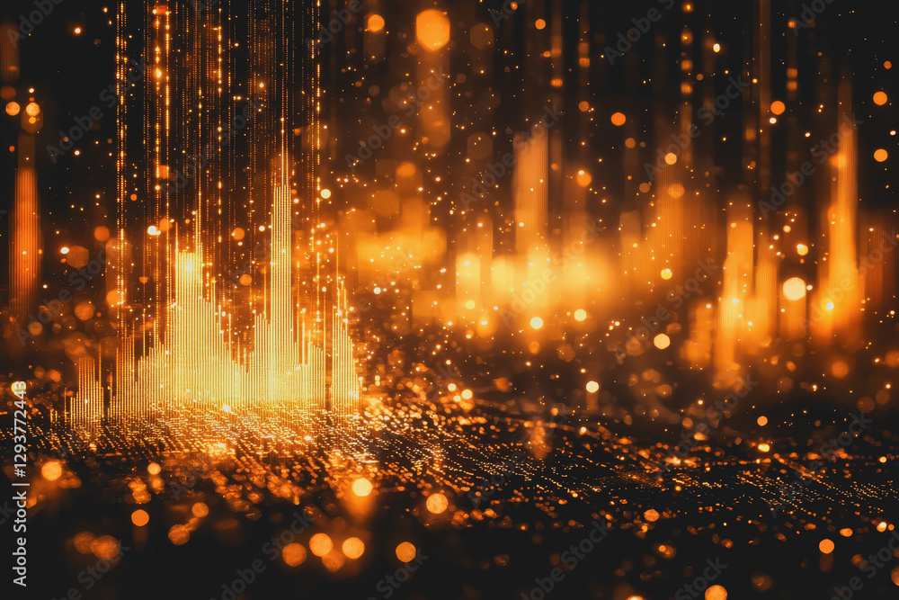Aufkleber dark background with glowing gold lights creating a soft and elegant atmosphere