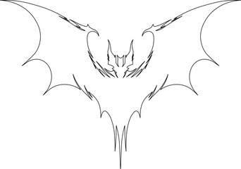 Minimalist illustration of a horrifying bat in just strokes