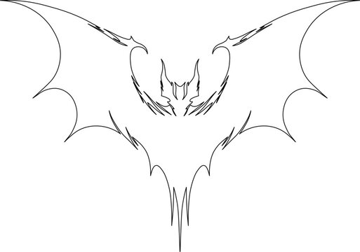 Minimalist illustration of a horrifying bat in just strokes