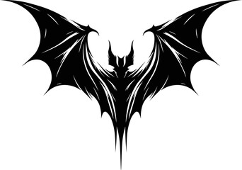 Minimalist illustration of a horrifying bat silhouette style