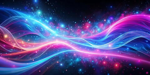 Fototapeta premium Abstract cosmic waves of vibrant colors in space.
