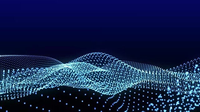 dot spiral waving Animation. wave dots motion graphics.  wave pattern animation. Neon Waveform 4k video footage.