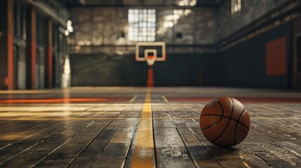 The Enigmatic Sphere: A Basketball Resting Amidst a Glimmering, Otherworldly Landscape of Light and Shadow