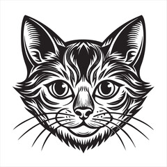 cute cat head black and white